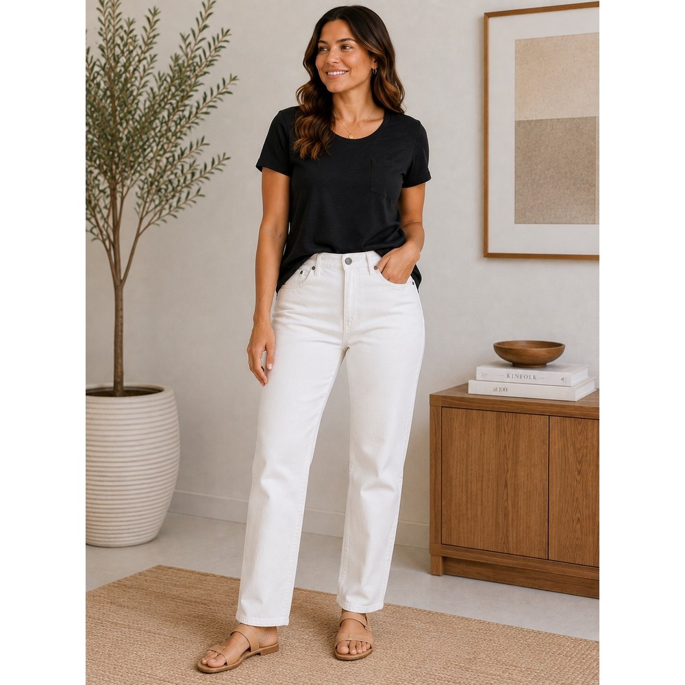 Levis Demi Curve Classic Straight Leg Jeans White Denim Womens 4/27 Mid Rise